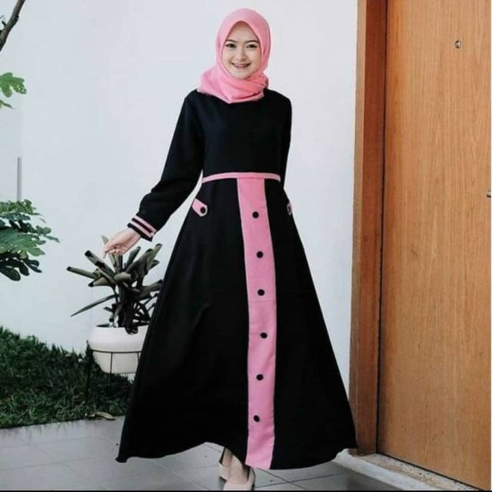 TYA DRESS baju muslim wanita Gamis muslim Baju Muslim wanita - Hitam all size