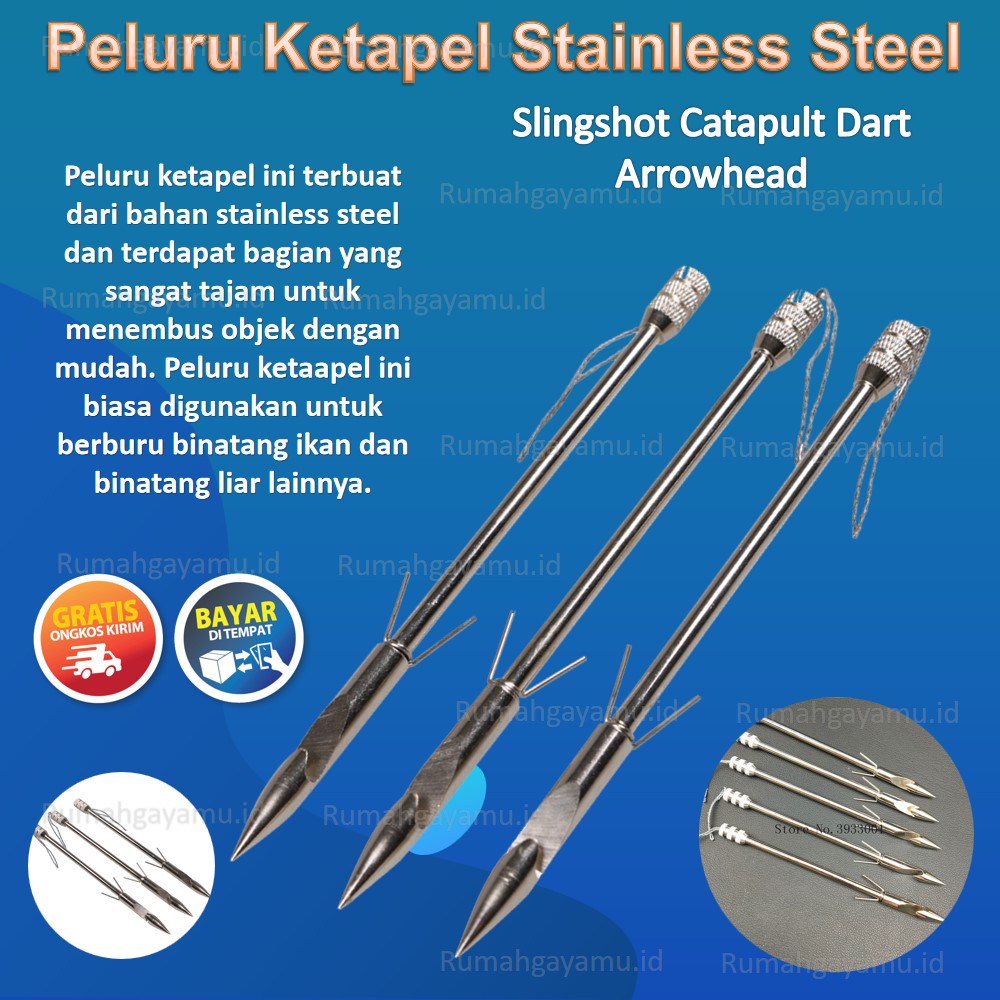 KONBMAN Peluru Ketapel Stainless Steel Slingshot Catapult Dart Arrowhead 1 PCS - KN830