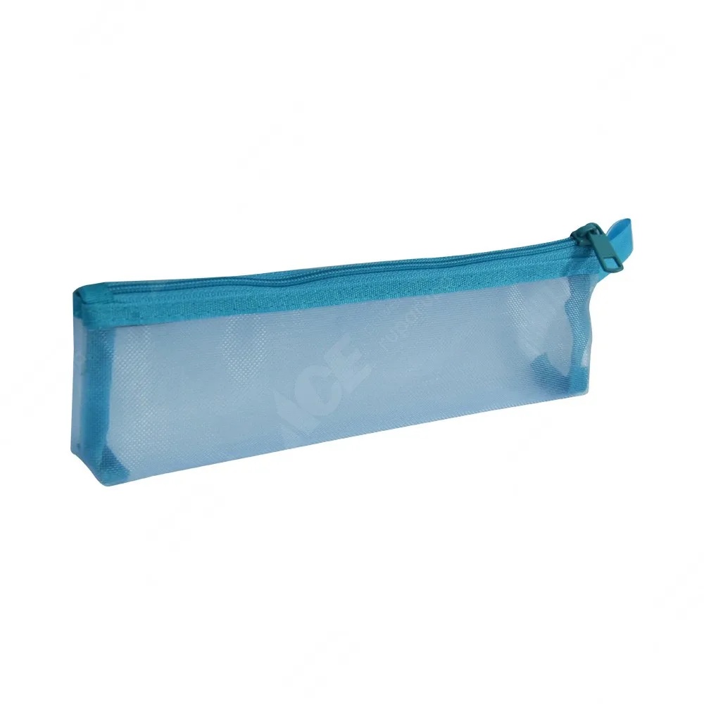 Ace Ataru Tempat Pensil Zipper Nylon Mesh 19x5.5x3 Cm - Biru