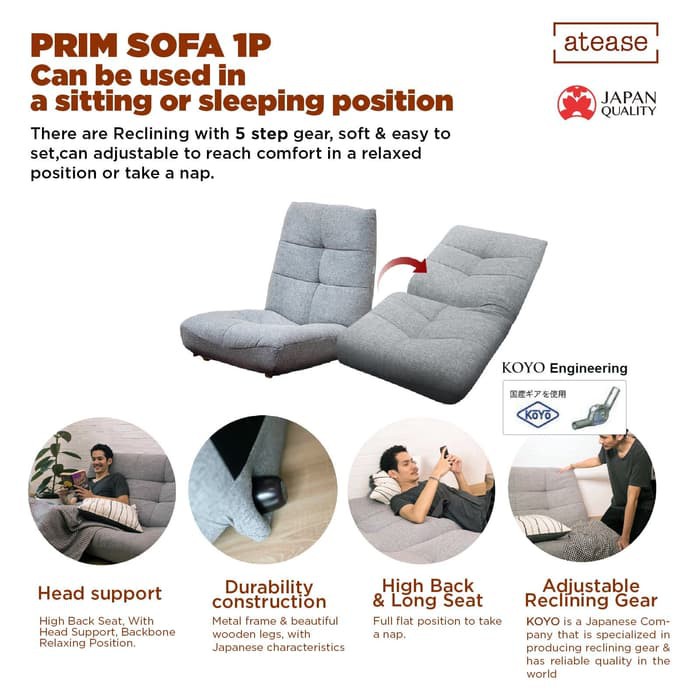 INOAC Atease Prim 1P Reclining Floor Sofa