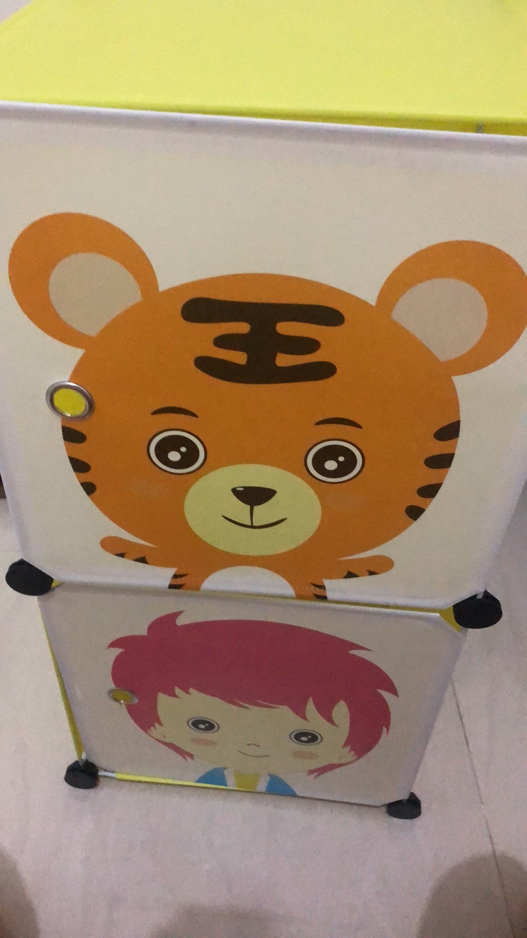 Lemari Portable Pakaian Anak Rak Serbaguna Plastik Lemari Baju Rak Buku 2 Kotak Pintu Kartun