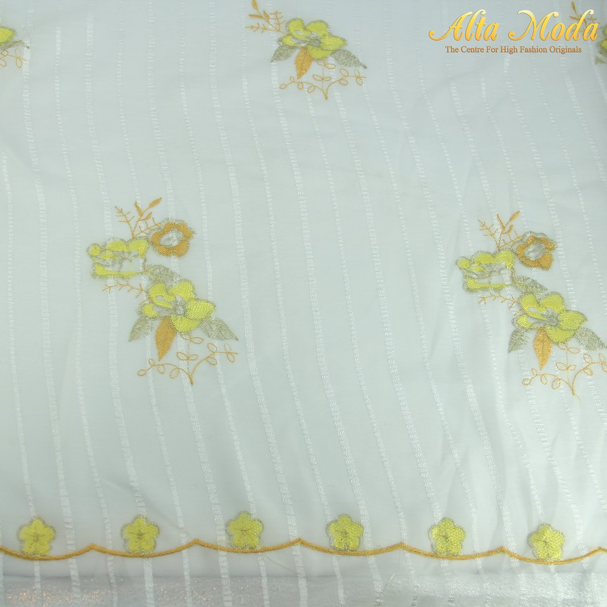 

Alta Moda Katun Bordir Putih Bunga Orange Kuning (1M)