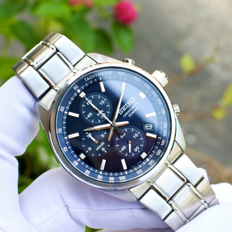 JAM TANGAN PRIA SEIKO SSB377P1 SSB377 CHRONOGRAPH SILVER BLUE ORIGINAL
