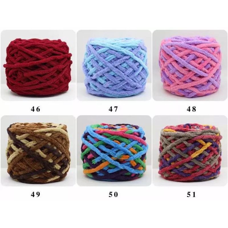 Benang Rajut Chenille Yarn / benang rajut handuk import 1 ply (1 - 28)