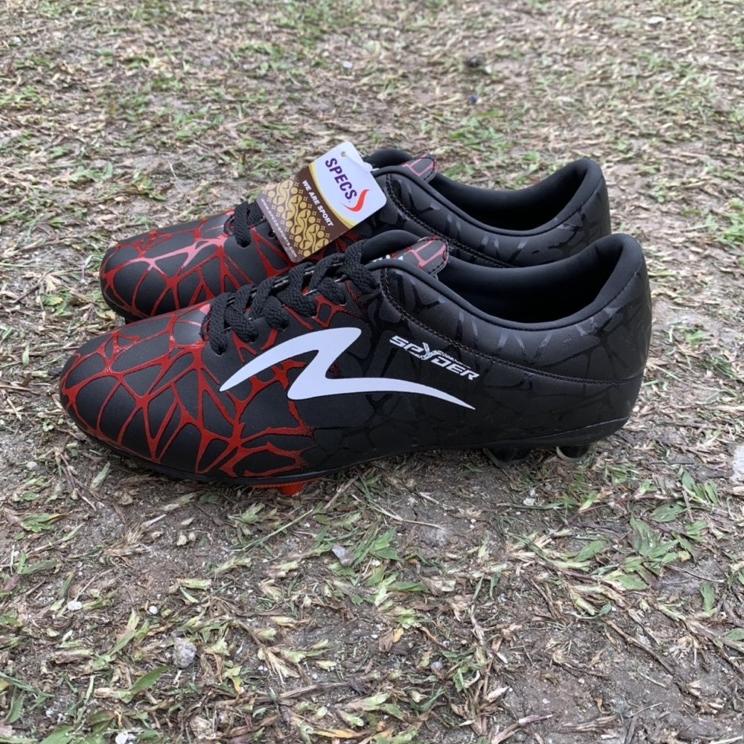 [PRODUK QWAS7] Sepatu Football Specs Black Red Spider Harga Terjangkau Berkualitas - Hitam Merah YGV