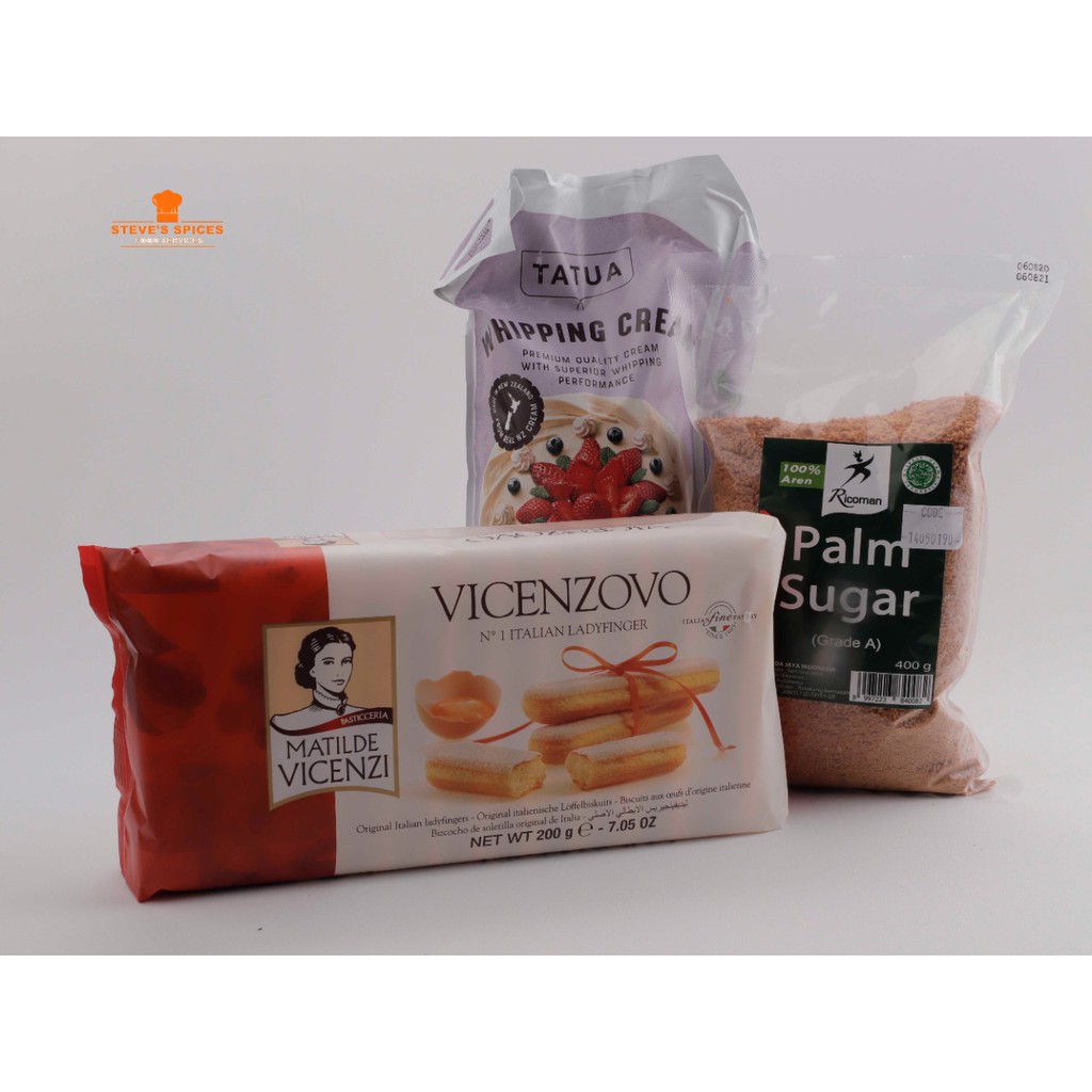 

Paket Tiramisu - Tatua Mascarpone, Palm Brown Sugar, Vicenzovo Lady Finger