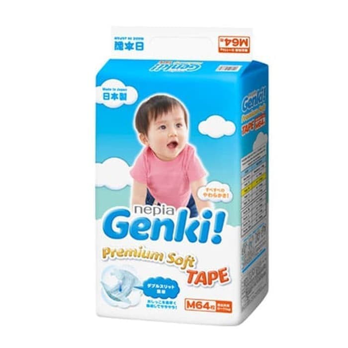 NEPIA GENKI TAPE M64 / GENKI M 64 / POPOK SEKALI PAKAI / DIAPERS BAYI