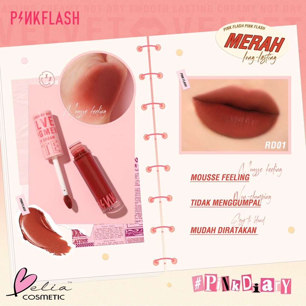 ❤ BELIA ❤ PINKFLASH Silky Velvet Lip Cream | Lipcream | Lipstick | PinkDiary Pink Flash | BPOM PF-L04