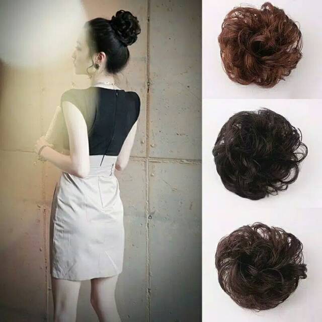 Wig bun cepol keriting curly