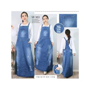 JUMBO Overall Baju Kodok Rok Kodok Dress Maxi Rok Panjang Jeans Tebal Ripped Sobek Super Jumbo Big