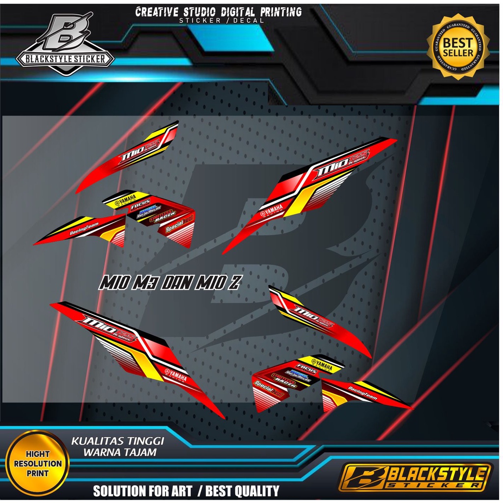 VARIASI MOTOR YAMAHA MIO M3 MIO Z STRIPING/STIKER MERAH LIS PUTIH TERBARU