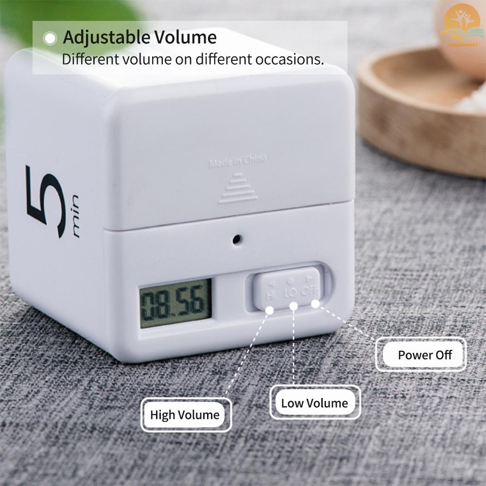 Portable Cube Timer Digital Kitchen Timer Countdown Alarm 1-3-5-10 Minutes Flip Timing with Digital Display Time Management for Study Sports Cooking Gaming Office