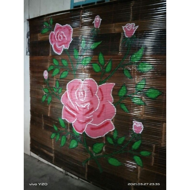 TIRAI BAMBU KEREY BAMBU MOTIF MAWAR uk 2x2m