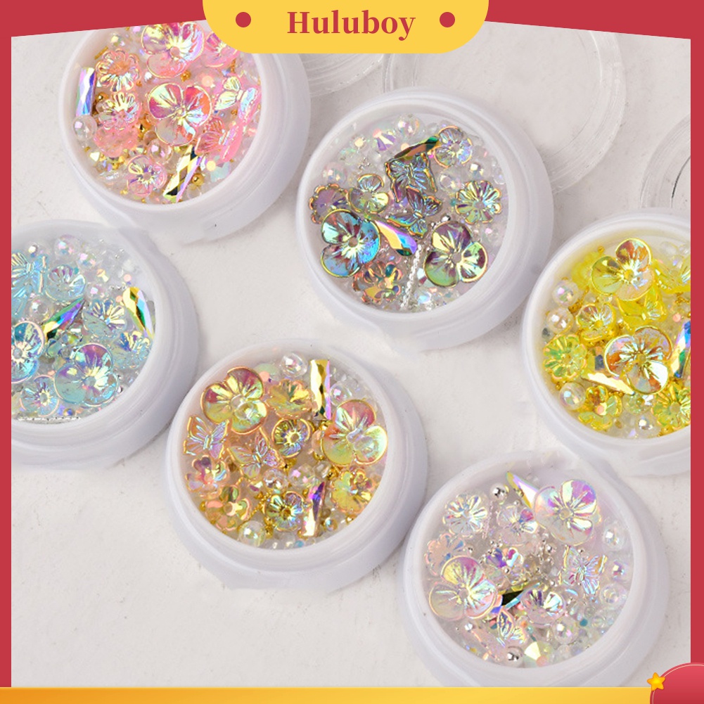 Huluboy Huluboy♡ Ornamen Kupu-Kupu Bunga Kristal Imitasi Holografik Untuk Dekorasi Manicure Nail Art Butterfly