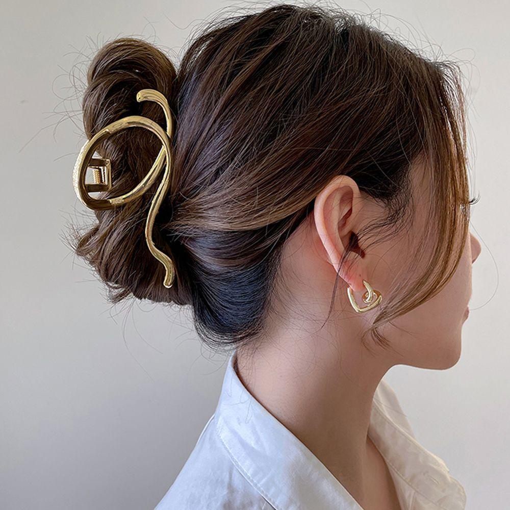 NEEDWAY Wanita Cakar Rambut Untuk Gadis Vintage Rambut Jepit Silang Temperamen Geometrik Ponytail Holder