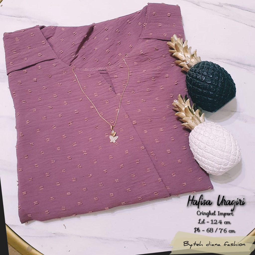 Atasan Wanita Jumbo / Baju Atasan Wanita Jumbo / Blouse Wanita Jumbo Hafisa Crinkle Doty Import Hight Quality Ld 124-2