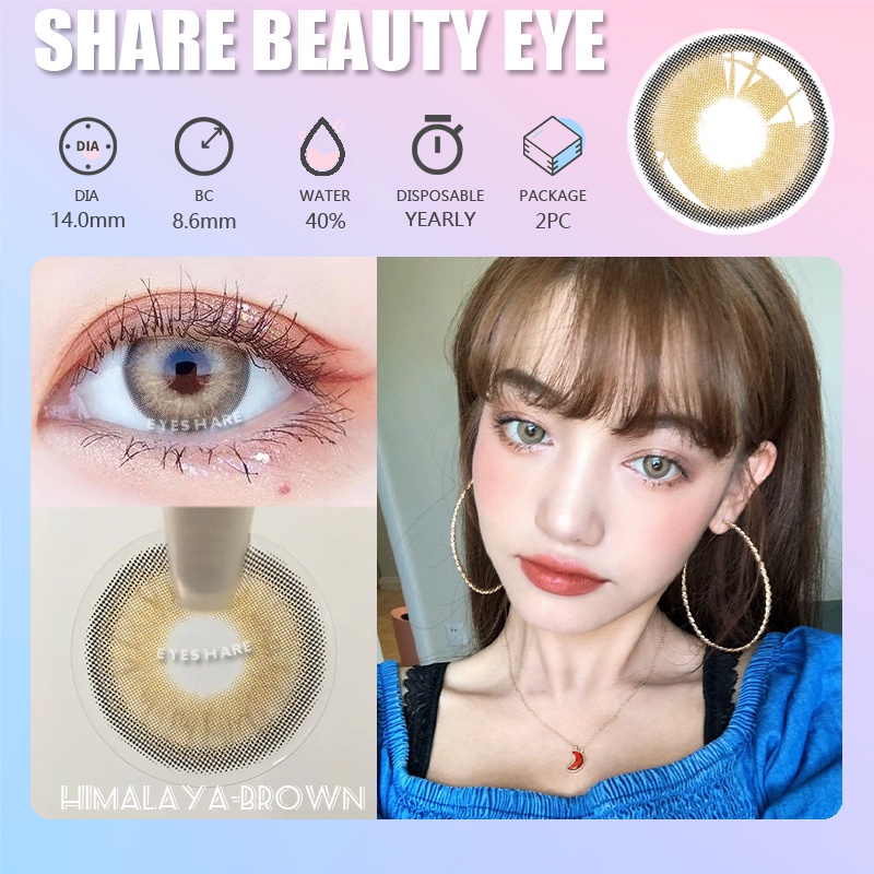 [✅COD] HIMALAYA Lensa Kontak Berwarna Alami Misterius / Lensa Kontak Warna Alami Grey Softlens Mata Normal QUEEN Soflens Cokelat Minus 0.00