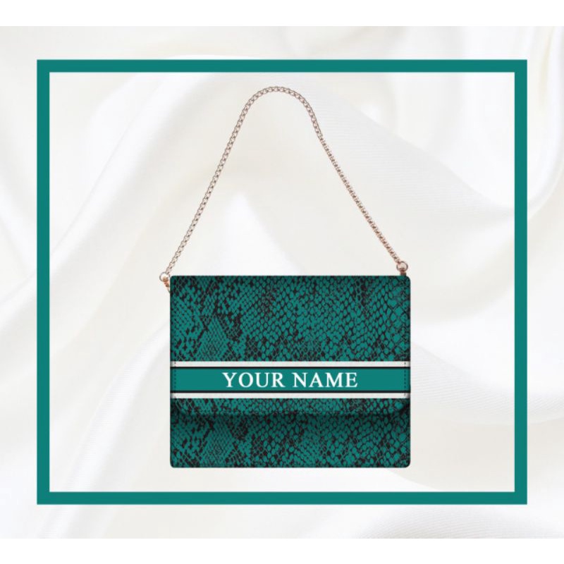 Tas Inisial Motif Animal Snake Skin | Totebag Kanvas Custom Print