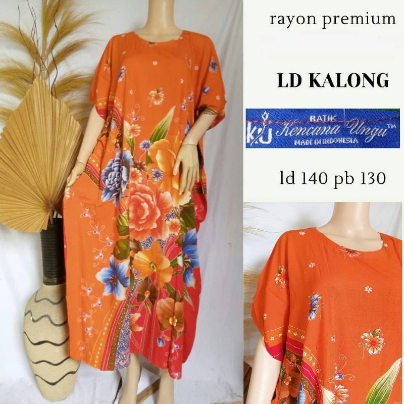 DASTER LONGDRESS KALONG UKURAN JUMBO LD140 KENCANA UNGU ASLI LABEL BIRU//PANJANG BAJU SAMPAI MATA KA
