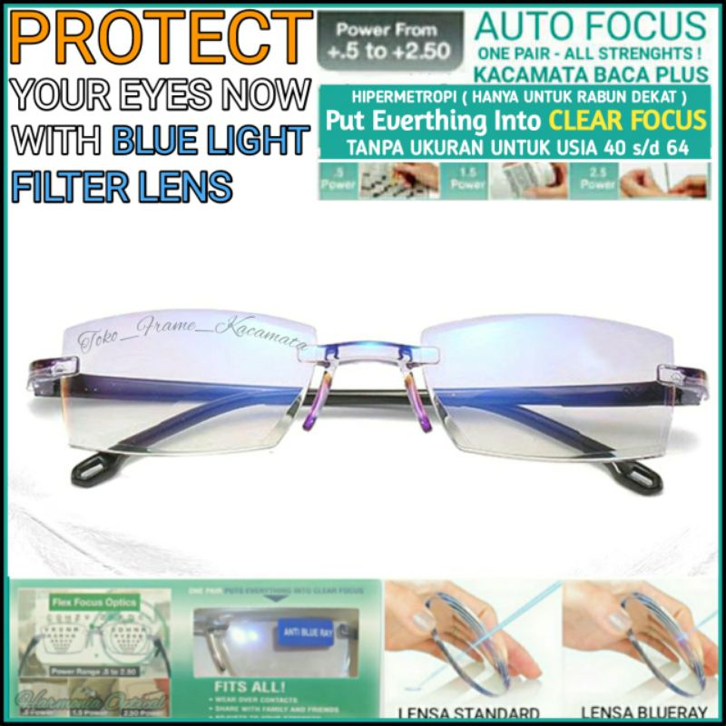 Kacamata Baca Plus Auto Focus Otomatis Pria/Wanita | Frame Kacamata Rabun Dekat Ajaib Untuk Baca