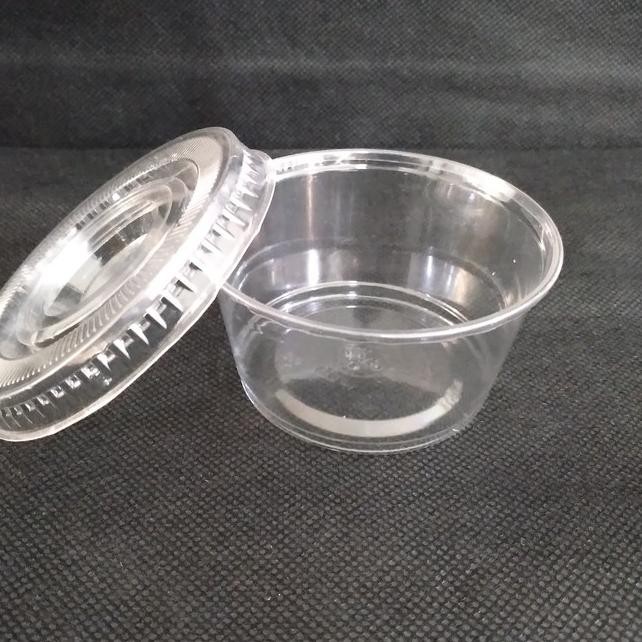 ➺ cup puding/gelas puding puyo 130 ml+tutup datar/isi 50 pcs (Terbaru)