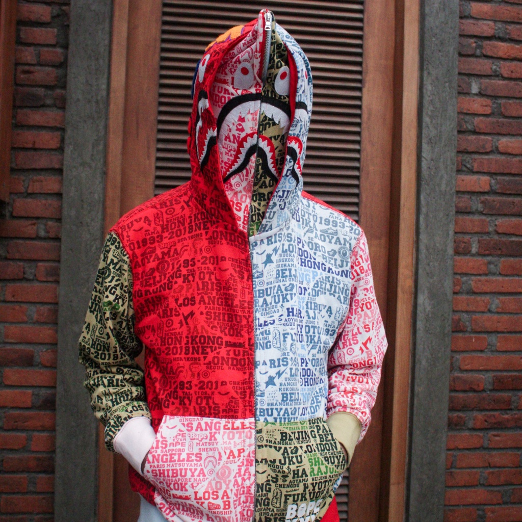 Jaket vintage celana kaos varsity sukajan hoodie crewneck second Bape XXV Cities Camo Shark Full Zip