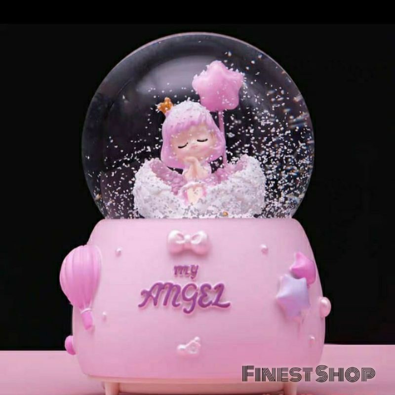 Snowball My Little Star Angel Dreamland Kotak Musik Bola Salju Kaca Kristal Kado Ultah Sweet Seventeen Music Box Birthday Gift Hampers Baby Universal Souvenir Manye Bulan One Months Fantasy Girl