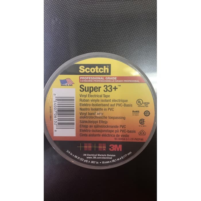 Isolasi Kabel Listrik 3M Scotch Super 33+ / Isolasi 33+ 3M / Isolasi Listrik 3M Super 33 Plus Scotch