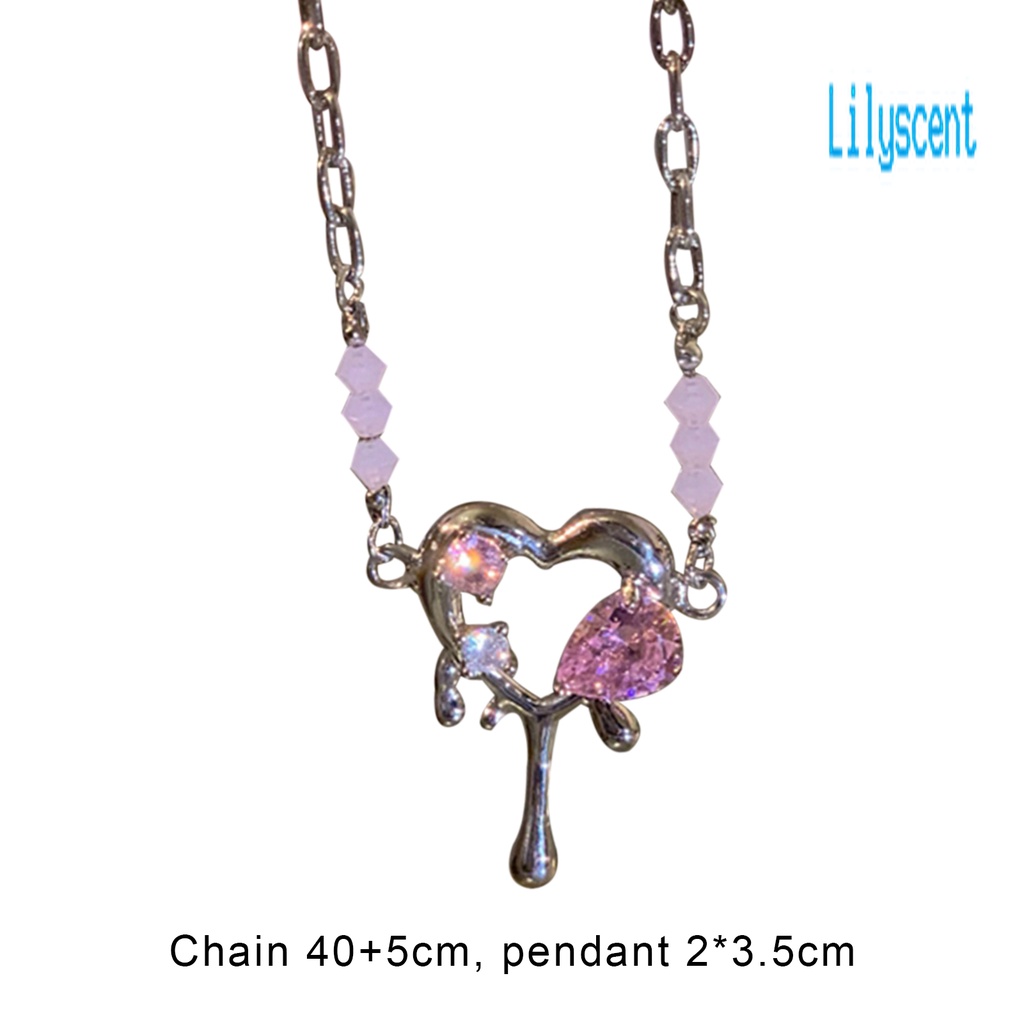 Kalung Rantai Choker Liontin Hati Bahan Alloy Dapat Disesuaikan Untuk Wanita