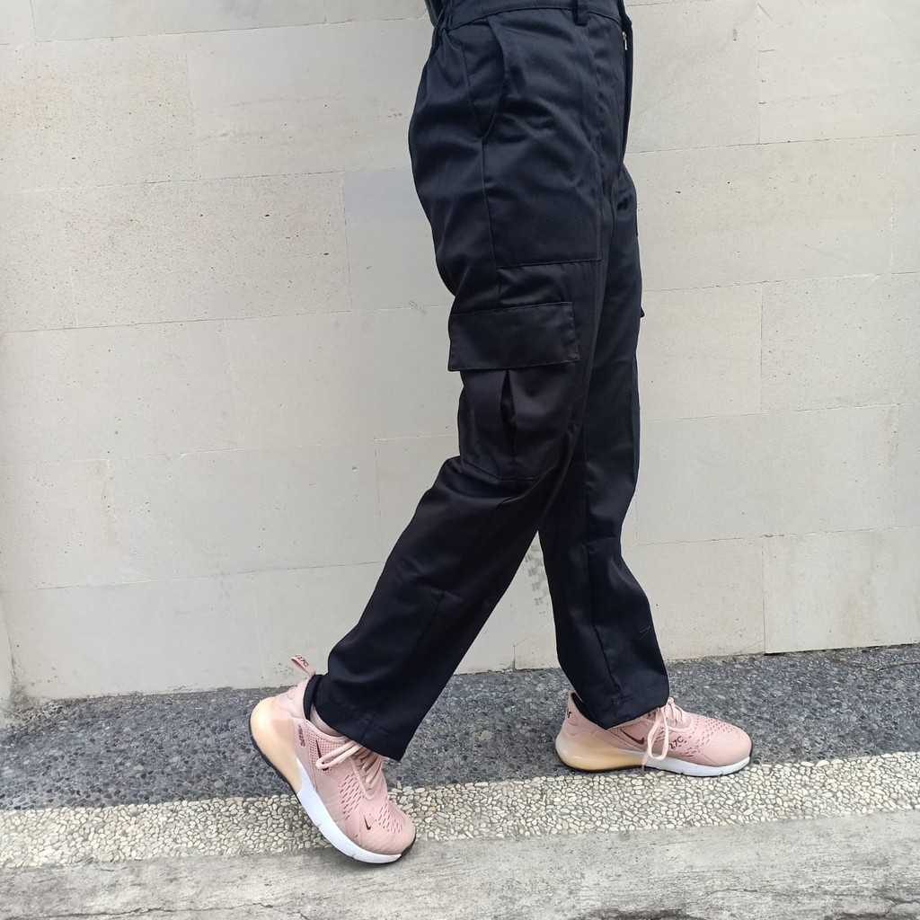 CARGO BLACK PANTS CELANA CARGO PRIA WANITA UNISEX