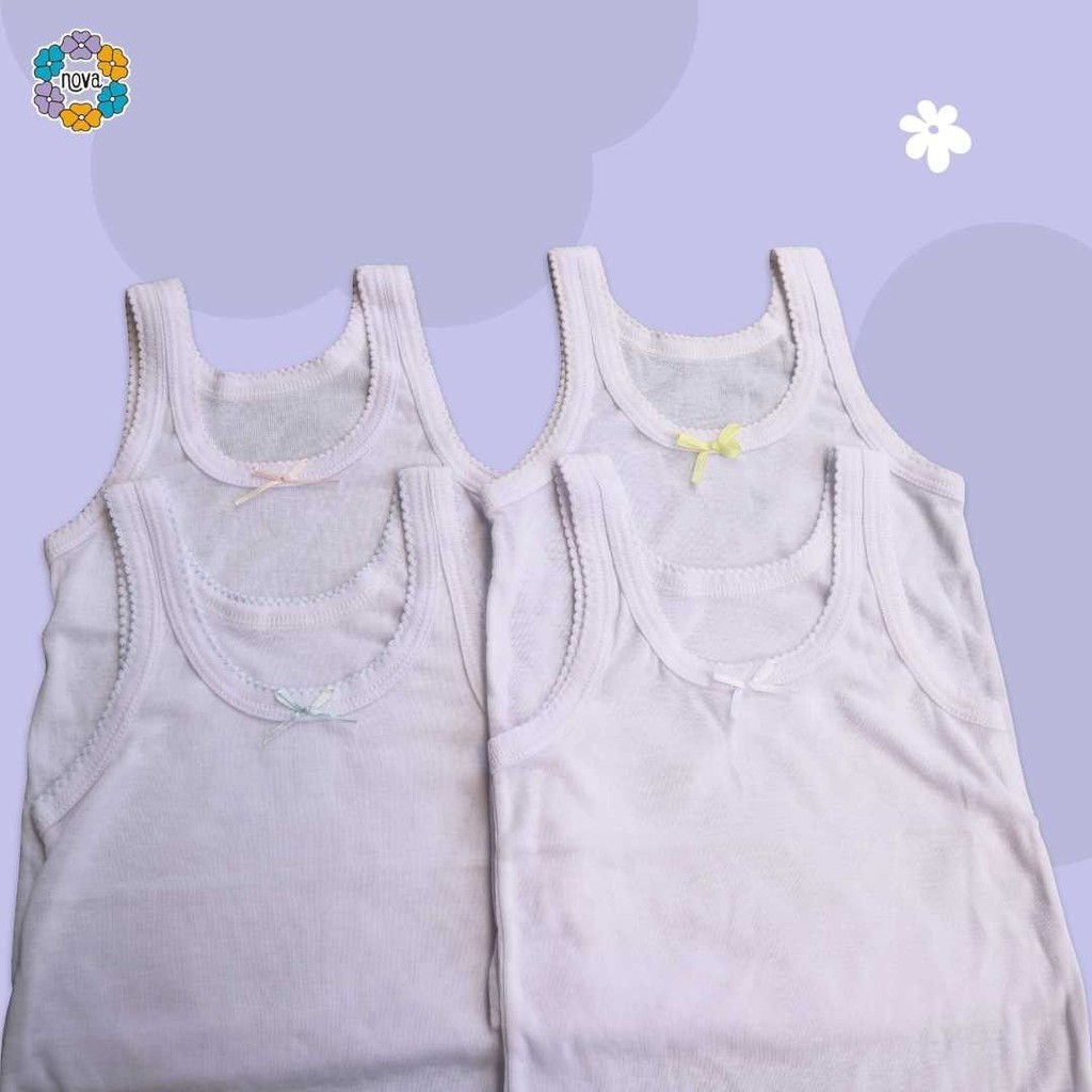 Nova Singlet Anak Warna Putih Pita Onde dan Garis