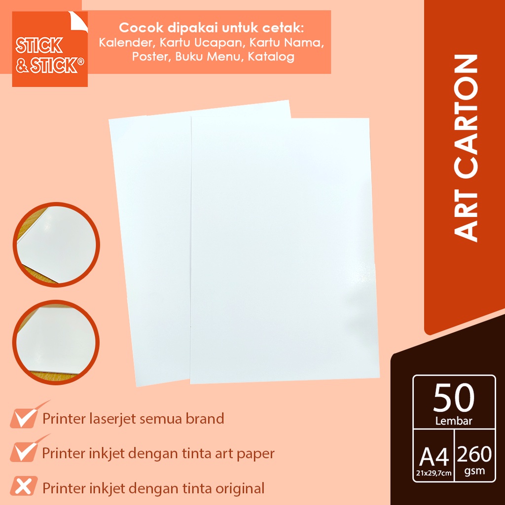 Jual Art Carton 260 gsm A4 isi 50 lbr / Kertas Karton Paper Glossy Shopee Indonesia