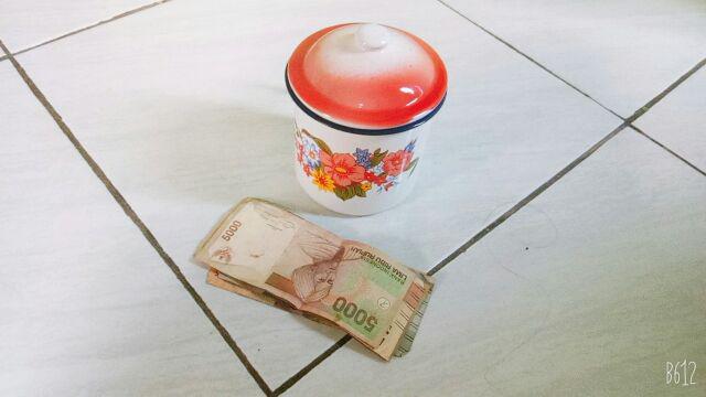 Gelas Kembang 10cm Mug Enamel Seng Blek Jadul Vintage