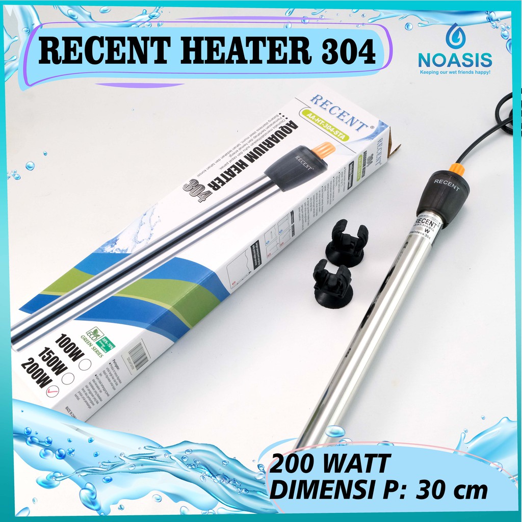 HEATER AQUARIUM RECENT AA-HT-304 STAINLESS 200 WATT PENGHANGAT AIR