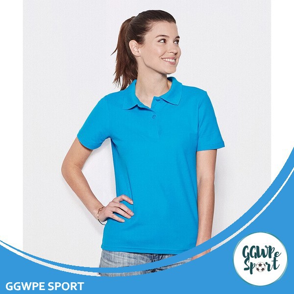 Baju / Kaos Polo Cewek Biru Turkish polo shirt wanita / ladies Polos Bahan Tebal dan Nyaman