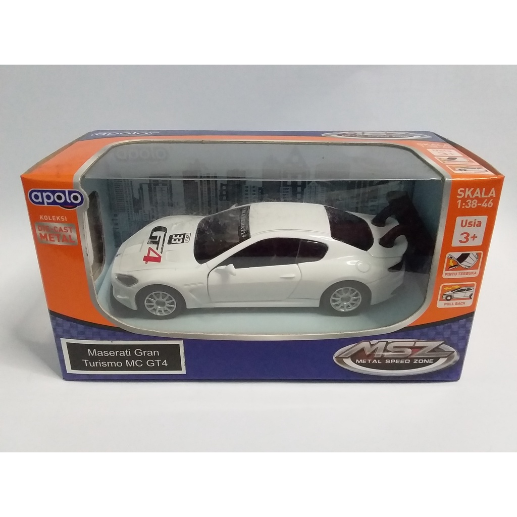 Diecast APOLO MSZ Maserati Gran Turismo MC GT4 Putih Koleksi Mainan Anak