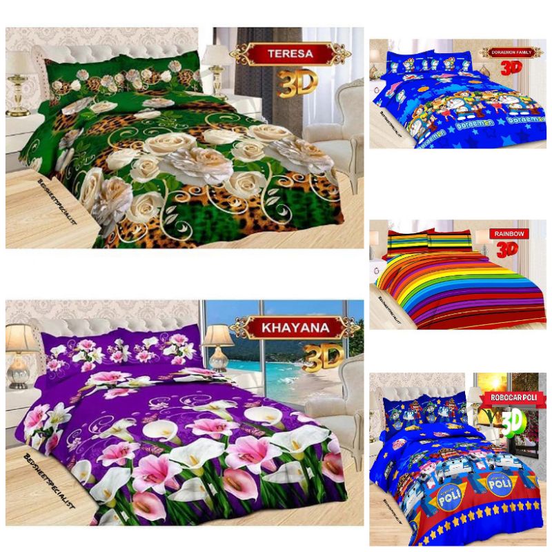 Sprei sorong bonita 120x200 cm (4 kaki)/motif robocar poli