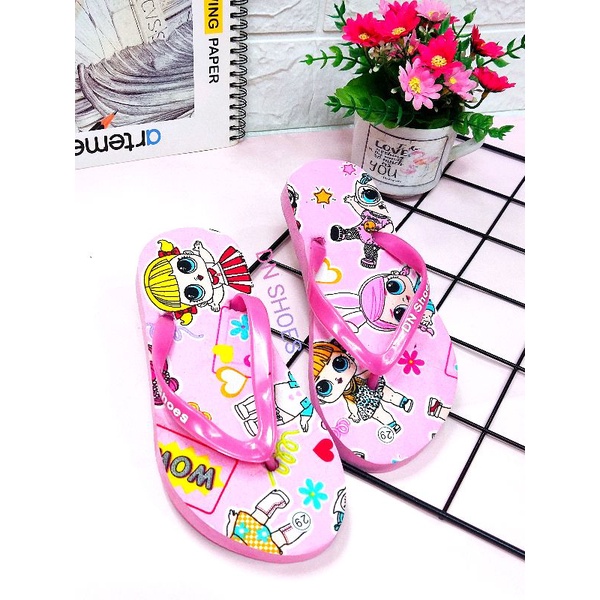 Sandal Anak Perempuan sandal jepit anak motif Lol pink wow