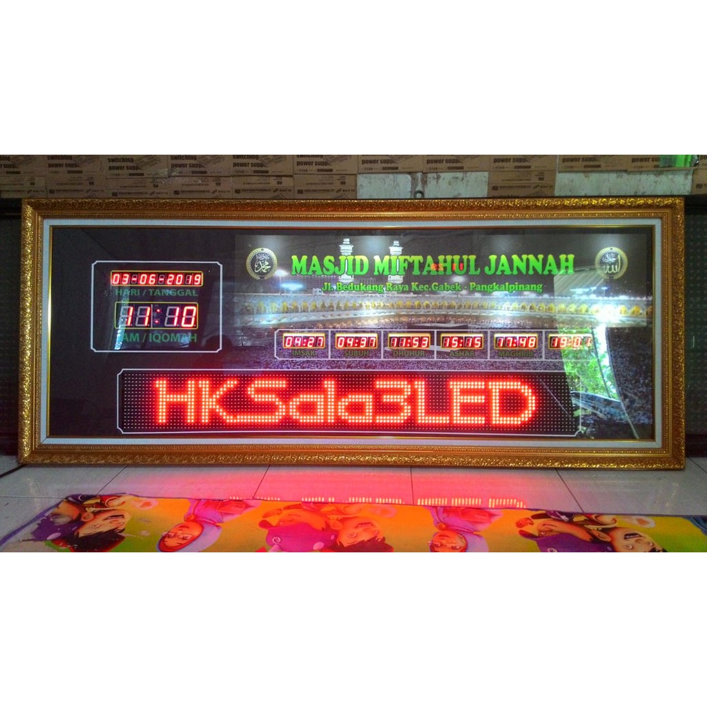 Jadwal Sholat Digital Abadi 75x185Cm Plus Running Text Merah