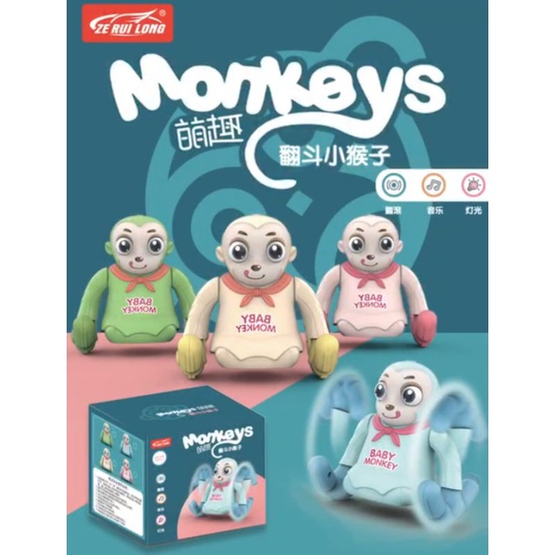 (MURAH) Mainan Monyet Jungkir balik / Mainan Monkey happy flip / Mainan Anak Baterai