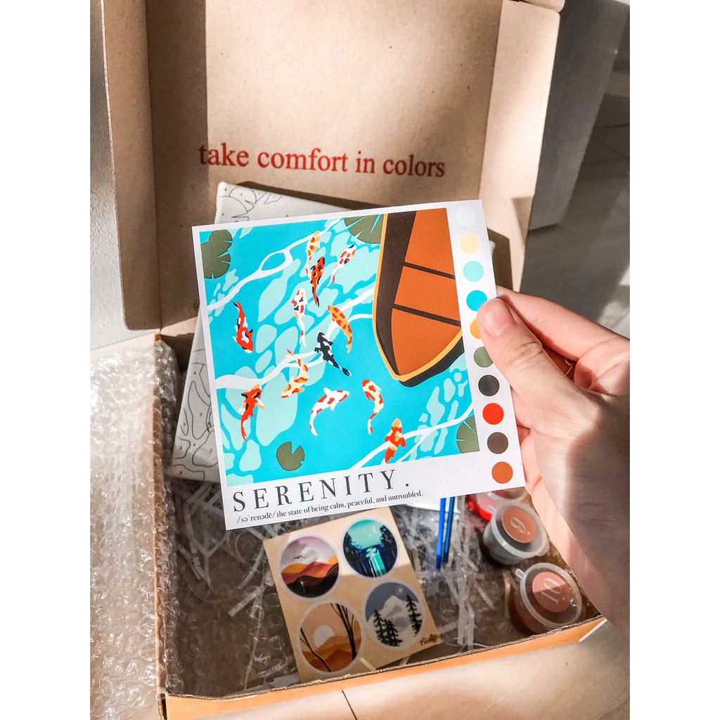 

Paint By Number [Serenity] | ByPainters | Painting Kit | 20x20cm Kanvas & 10 Akrilik | Kit Melukis