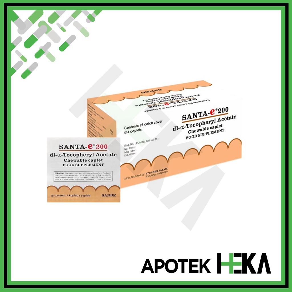 Santa E 200 IU Kaplet Box isi 25x4 Tablet - Suplemen Vitamin E (SEMARANG)