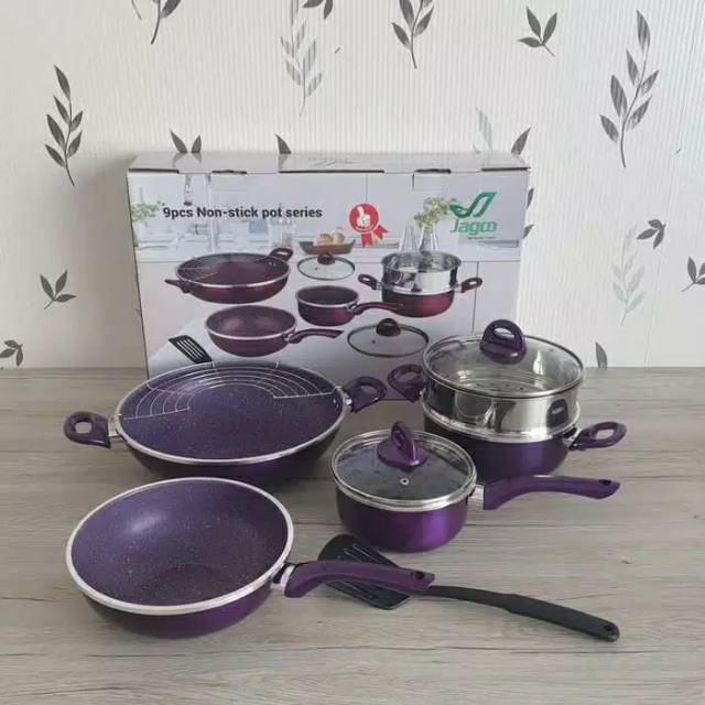 Panci Set Teflon Marble 9 pcs