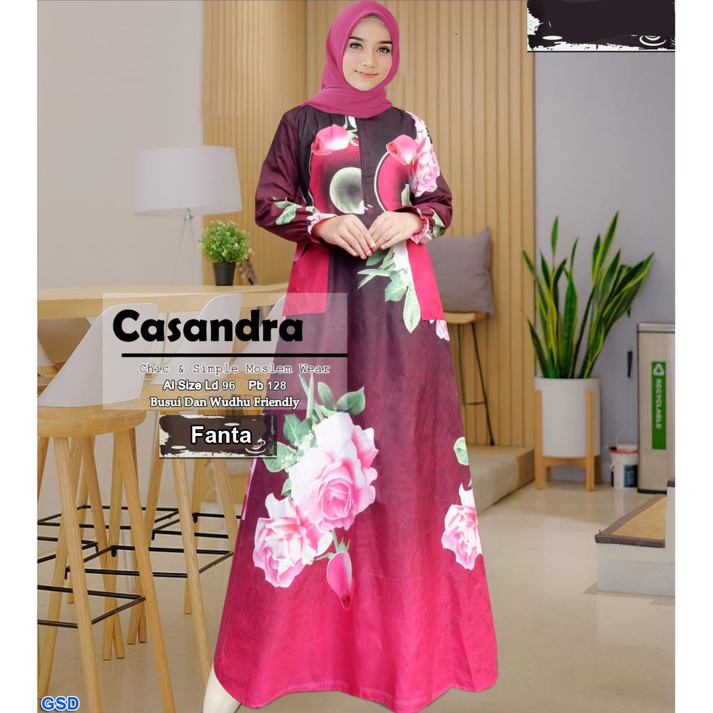 Gamis Casandra/Dress Maxi Wanita Hijab/Terusan Dress Muslim/Baju Gamis Syari Menyusui Busui Murah