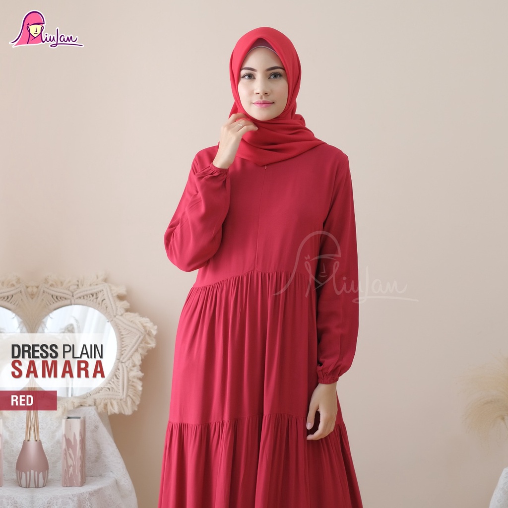 Pusat Pakaian Wanita Dress Muslimah  Miulan Samara Dress Elegan Baju Gamis Simple Free Masker By Miu