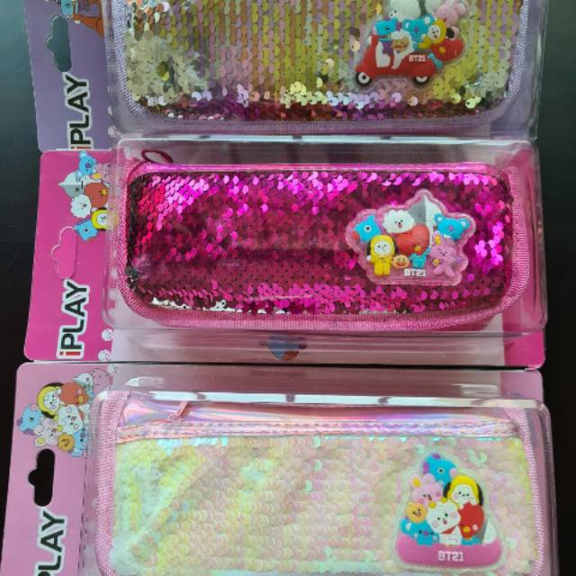 

BT21 Tempat Pensil Motek / Tempat Pensil BTS Motek / Kotak Pensil Sequin BT21