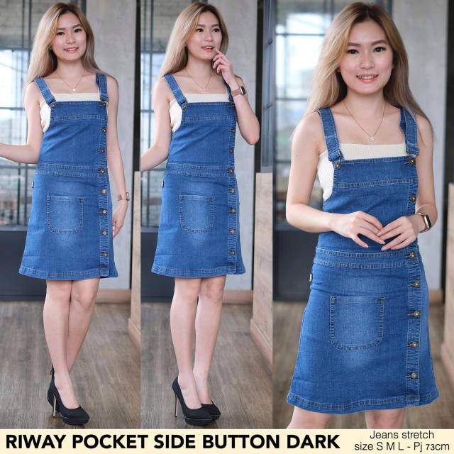 RIWAY POCKET BUTTON / OVERALL JEANS WANITA
