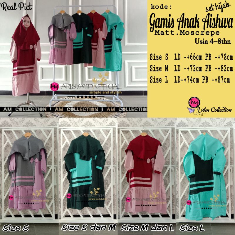 AM | Gamis Anak Aishwa Nahla set Hijab | Gamis Anak usia 4-8thn