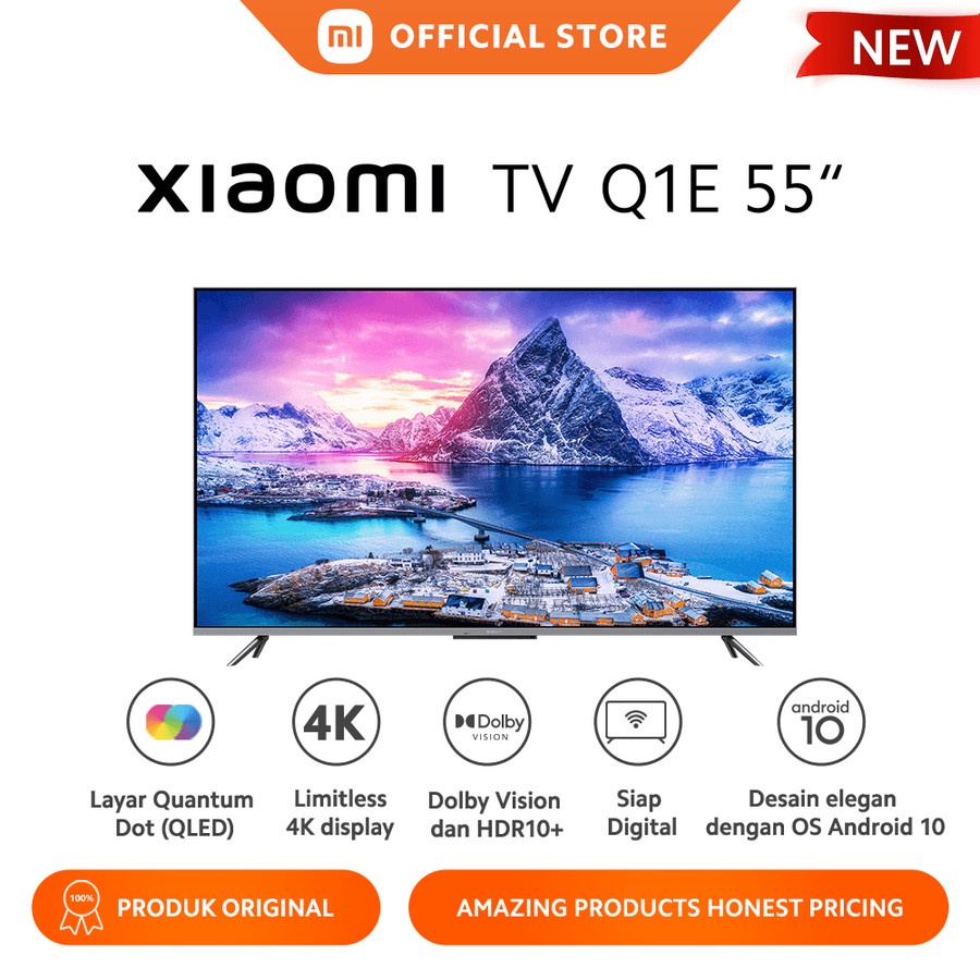 Xiaomi MI TV Q1E 55&quot; QLED 2022 Layar 4K Ultra HD Dolby Vision® HDR 10+ Android TV™ 10 DIGITAL TV
