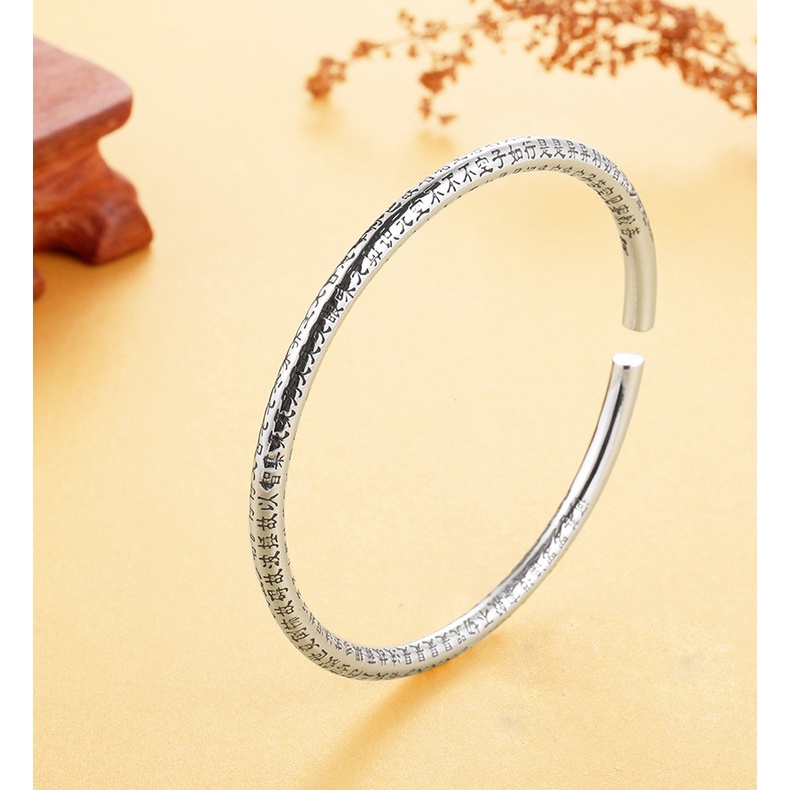 925 murni Perak gelang untuk pria Vintage Sutra Hati Tabung Bulat Gelang Mode perhiasan